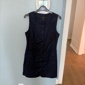 Banana Republic Factory-Square-Neck Linen Blend Mini-Drezz